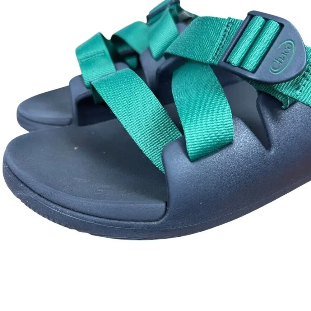 Chaco Chillos Slide Navy Green Mens Sandals Sporty Summer Shoes Flip Flops sz 14
